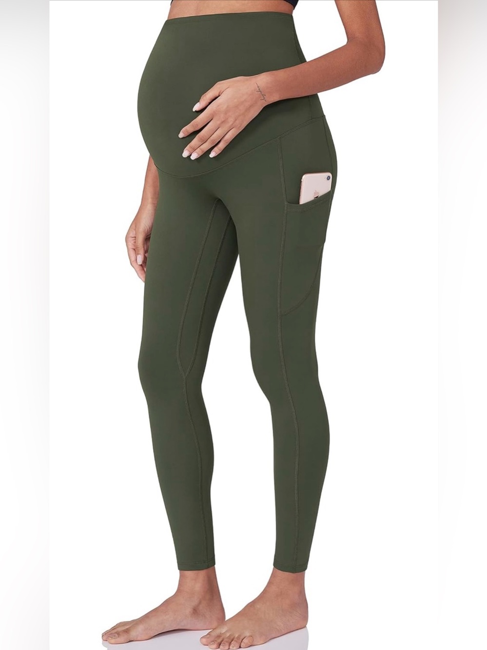 MOREFEEL Women’s Maternity Medium Green  Workout Leggings with Pockets